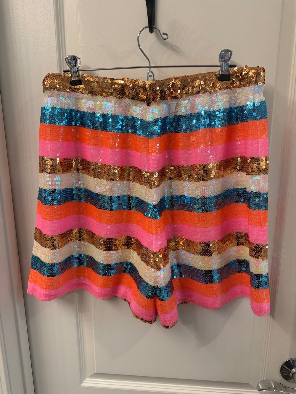 NWOT Sequin Striped Shorts - Picture 9 of 11